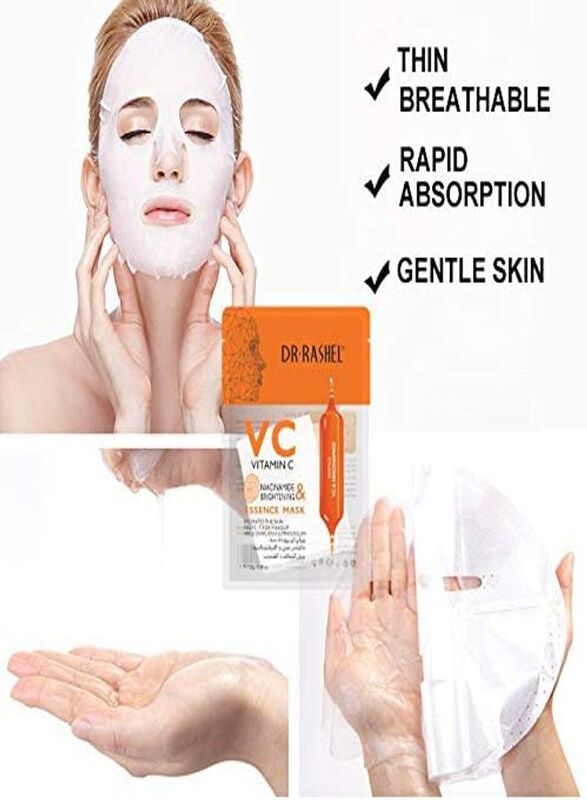 Dr. Rashel Vitamin C Niacinamide & Brightening Essence Mask, 5 x 25g