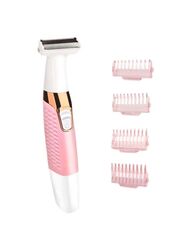 Kemei KM-1900 Rechargeable Body Shaver And Eyebrow Trimmer, Pink/White/Gold