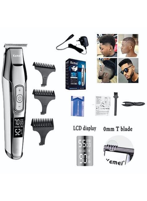 Kemei Rechargeable Electric Hair Clipper, Silver