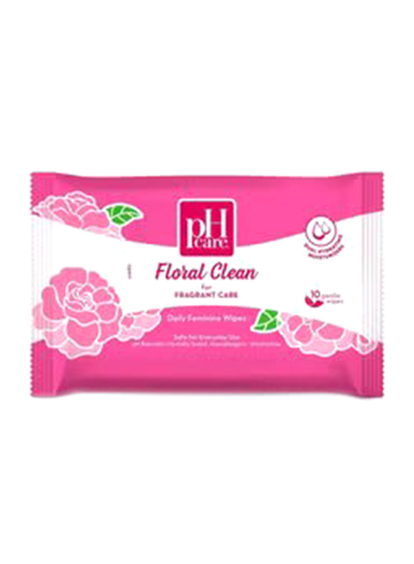 pH Care Daily Feminine Wipes Floral Clean, 10 Wipes