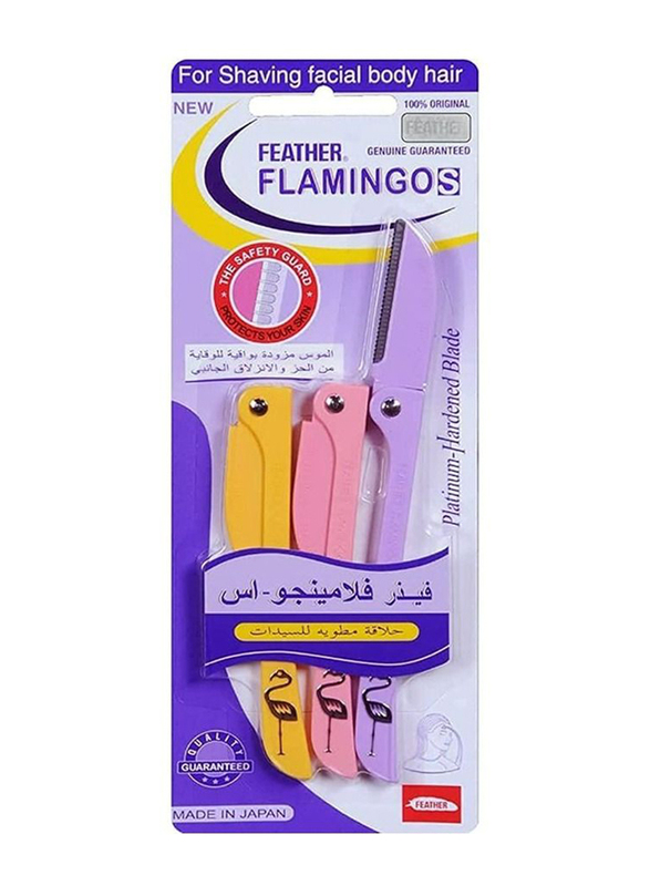 Feather Flamingos Stainless Steel Safety Razors, 3 Pieces