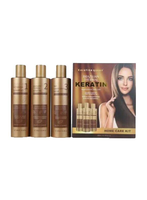 

Keratine Queen Brazilian Thermal Katine Set for All Hair Types, 300ml, 3 Piece