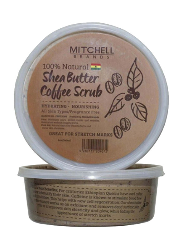 

Mitchell Brands 100% Natural Shea Butter Jar Enhanced with Coffee Scrub, 240ml