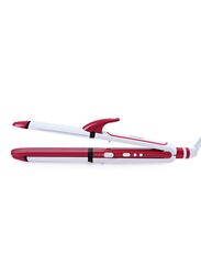 Kemei Multi Function 3-in-1 Ceramic Straighter, Pink\White