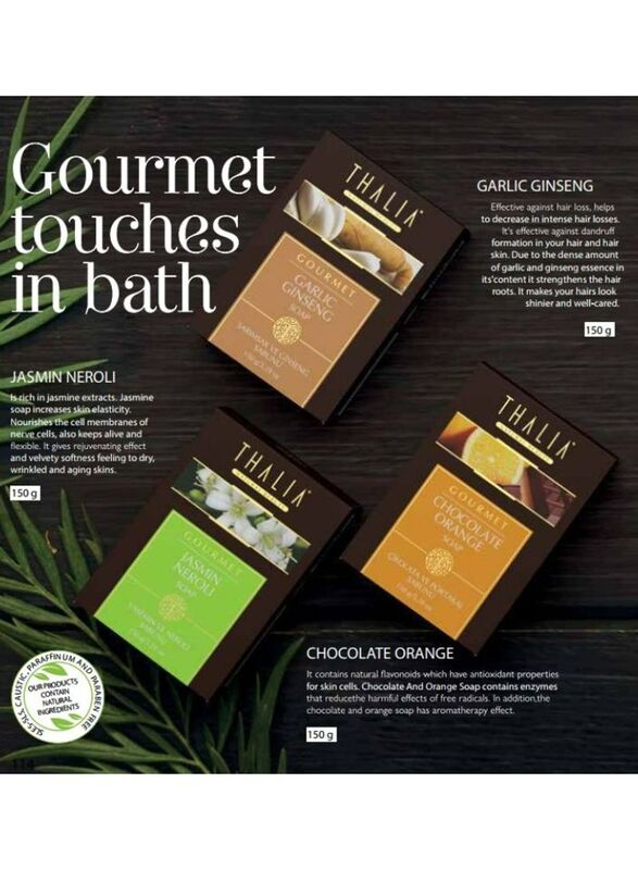 Thalia Garlic & Ginseng Soap + Chocolate & Orange Soap + Acne Prevention Neroli & Jasmine, 3 Pieces