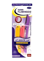 Feather Stainless Steel Flamingos Facial Touch-up Safe Razor, 3 x 26gm