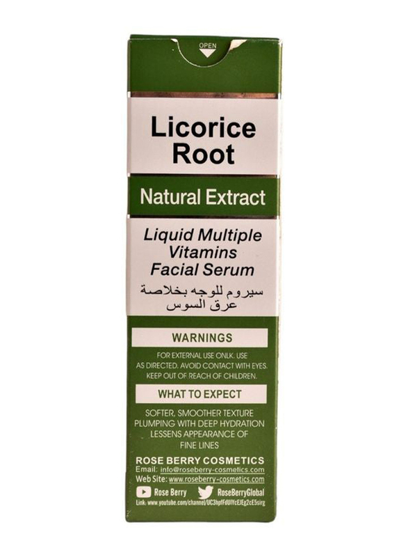 Rose Berry Licorice Root Natural Extract Liquid Multiple Vitamins Facial Serum, 30ml