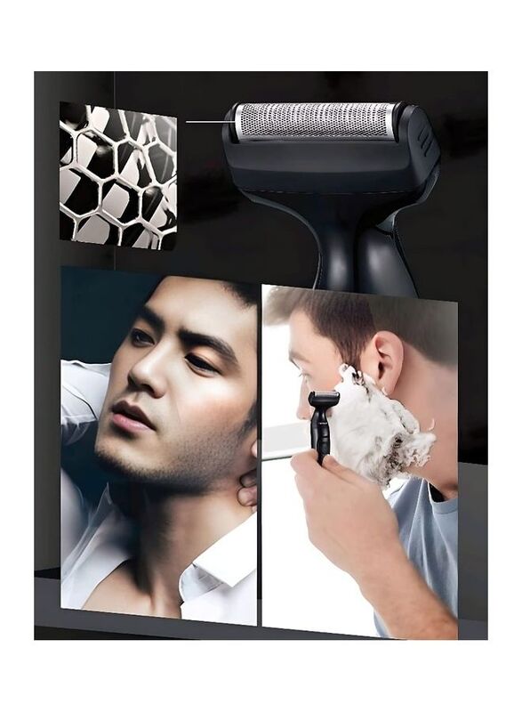 Kemei KM-114 Professional Design 3 In 1 Electric Multi Function Men Grooming Set, Black