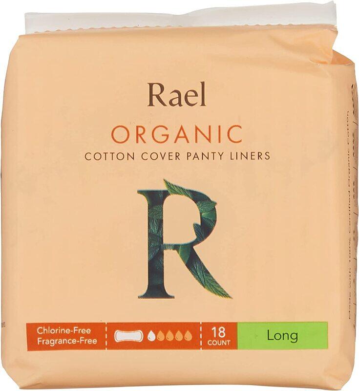 

Rael, Organic Cotton Cover Panty Liners, Long, 18 Count