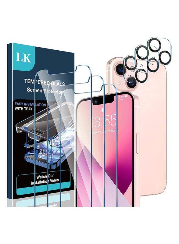 

Unspecified LK Apple iPhone 13 Mini Mobile Phone 9H Tempered Glass With Lens Protector Set, 3 Piece, Clear