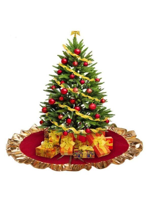 

Generic Edge Christmas Tree Skirt Decoration, Gold/Green/Red