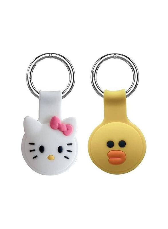 

Unspecified 3D Cute Cartoon Cover Design AirTag Holder with Keyring, Multicolour, Pack of 2