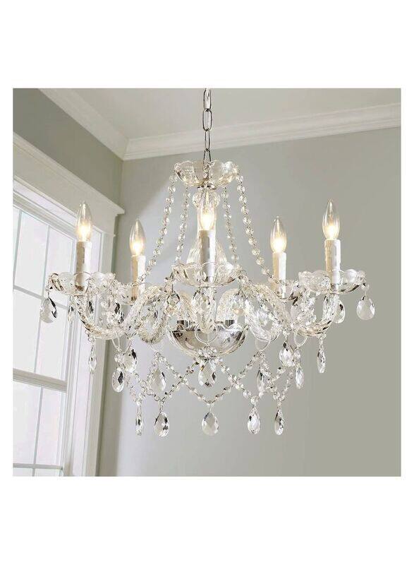 

Saint Mossi 40 x 40 x 29cm Modern Contemporary Elegant K9 Crystal Glass Chandelier Pendant Ceiling Lighting Fixture with 5 Lights, 20150603001, Silver