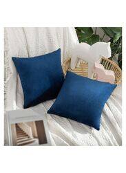 Velvet Decorative Square Pillow Covers, 2 Pillow Covers, Blue