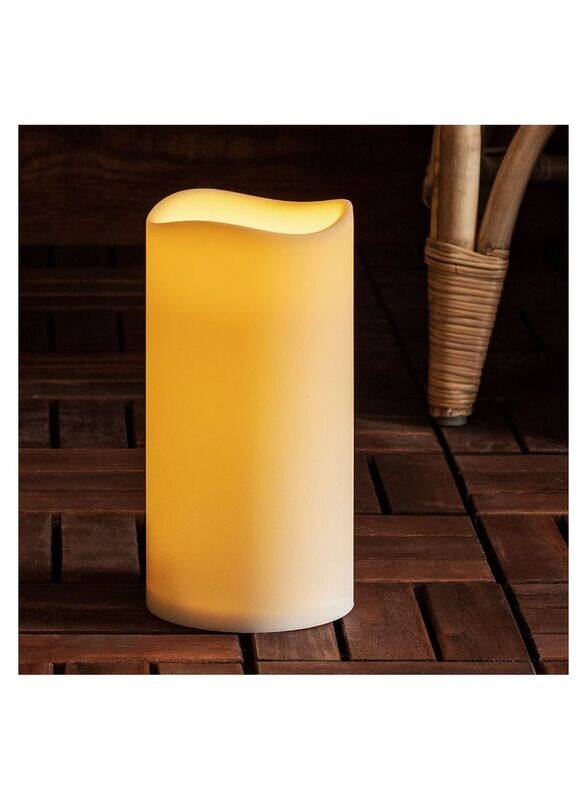 

Lights4fun Extra Large Outdoor Battery Operated LED Pillar Candle with Timer, Warm White