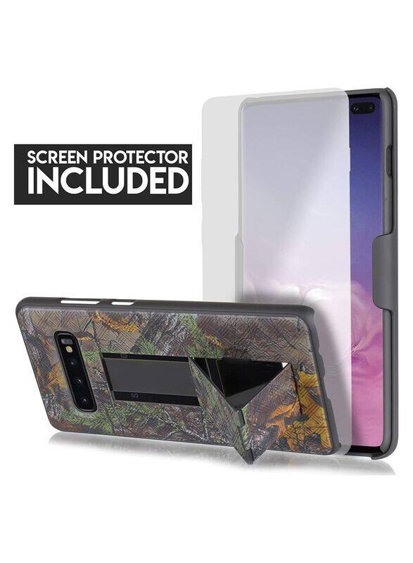 

Unspecified Samsung Galaxy S10 6.4-inch Rubberized Slim Defender Camo Mobile Phone Case Cover with Dual kickstand and Screen Glass, Multicolour