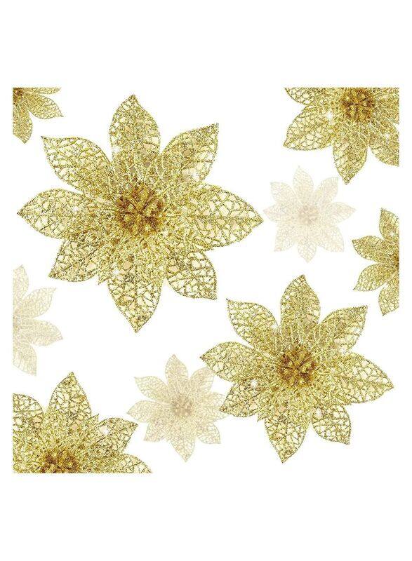 

Generic Glitter Poinsettia Flowers for Christmas Tree, 2 Pieces, Gold