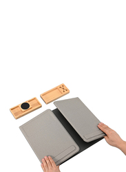 Deskmate Smart Mousepad with Laptop Stand & 2 Magnet Bamboo Organizers, Grey