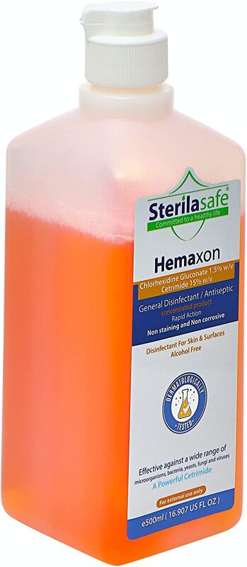 Sterilasafe Hemaxon General Disinfectant And Antiseptic Chlorhexidine Gluconate 1.5% And Cetrimide 15% Solution 500 ml