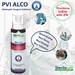 Sterilasafe PVI Alco Povidone Iodine 10% USP with Isopropyl Alcohol 30%, Antiseptic Surgical Solution,250 ML