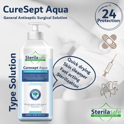 Sterilasafe CureSept Aqua General Antiseptic, Antimicrobial Skin Cleanser, Surgical Solution, Chlorhexidine Gluconate 2%,Alcohol free,500ml