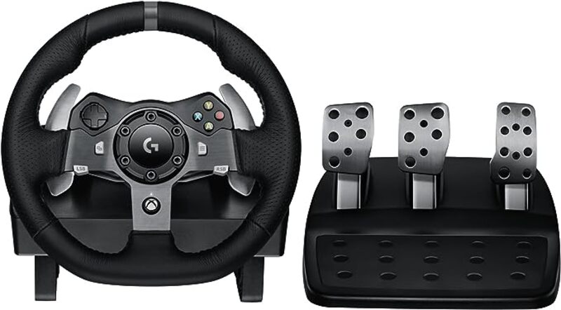 Logitech G920 Driving Force Racing Wheel and Floor Pedals, Real Force Feedback, Stainless Steel Paddle Shifters for Xbox Series XS, Xbox One, PC, Mac - Black - UAE Version