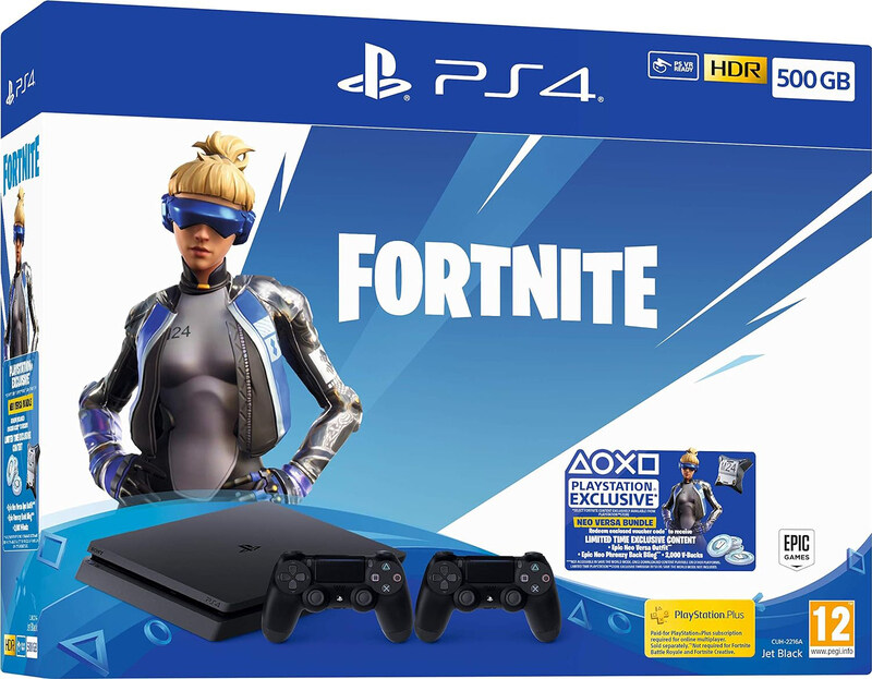 

Sony PlayStation 4 Slim Console, 500GB, With 1 Controller and 1 Game (Fortnite Neo Versa ), Jet Black