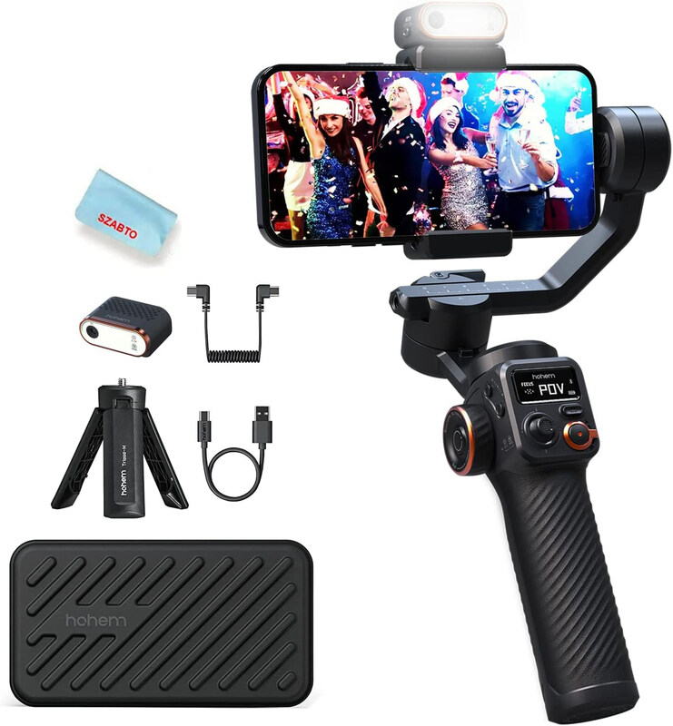 

Hohem Universal iSteady M6 Kit Gimbal Stabilizer 3-Axis with Magnetic Fill Light and AI Tracking Sensor for Smartphone, Black