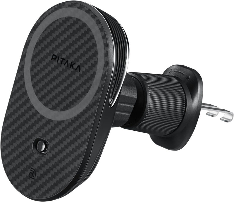 

Pitaka 360 Degree Rotation Magnetic Car Mount Charger with NFC Feature for Apple iPhone 15/14/13 Series, Black