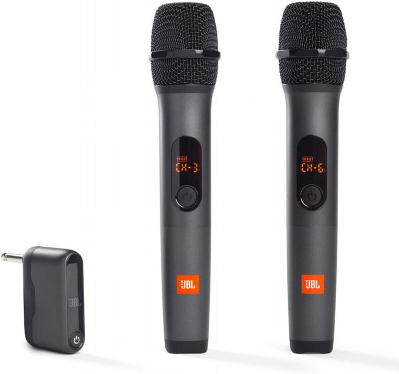 

JBL High Vocal Quality Rechargeable UHF Dual Channel Wireless Receiver Microphone, Black