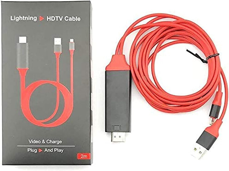 

Generic 2-Meter 1080P HDMI Cable, Lightning to HDMI for Apple Devices, Red/Black