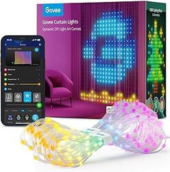 Govee Curtain Lights, Smart LED Curtain Lights, Color Changing Wall Lights, Dynamic DIY Curtain String Lights for Bedroom Living Room Backdrop Decor, Outdoor IP65 Waterproof, 1.5 x 2M, 520 RGBIC LEDs