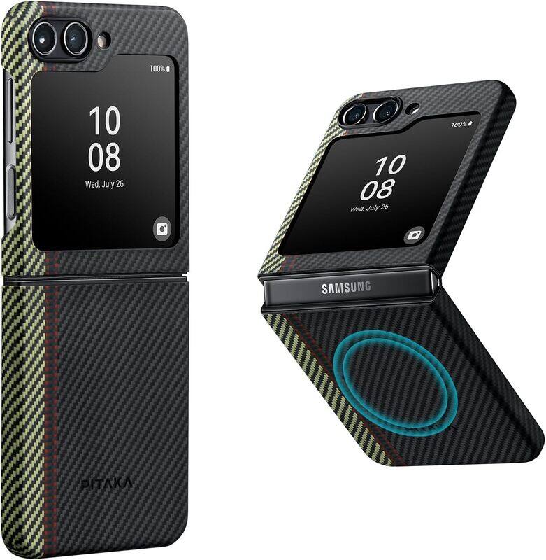 

Pitaka Samsung Galaxy Z Flip5 Fusion Weaving MagEZ MagSafe Slim & Light 600D Aramid Fiber Made Mobile Phone Case Cover with Case-Less Touch Feeling, O