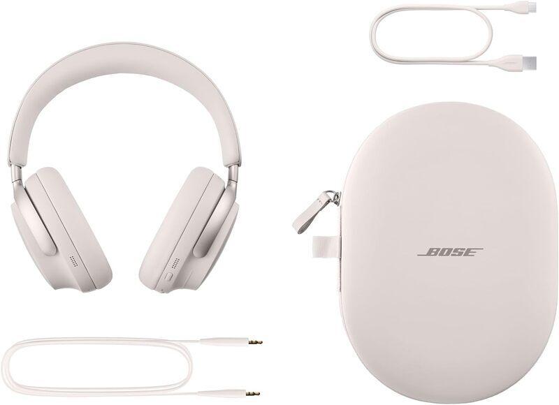 Bose QuietComfort Ultra Wireless Over-Ear Noise Cancelling Headphones, White Smoke