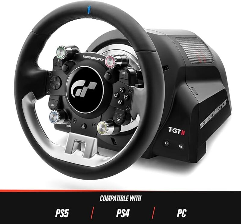 Thrustmaster T-GT II - Racing Wheel with 3 Magnetic Pedal Set, (PS5, PS4, PC)