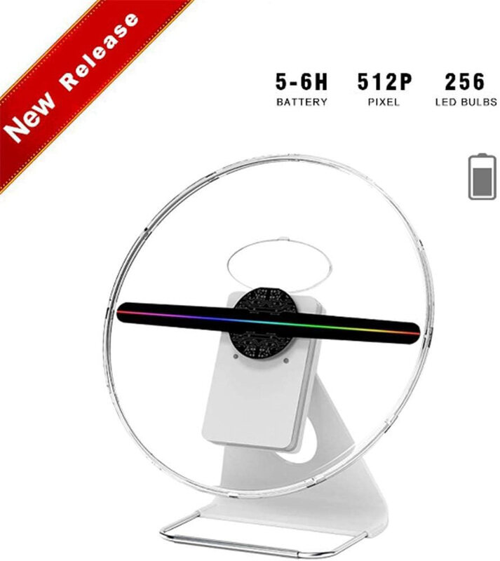 

Generic Portable Display Tabletop Fan 3D Hologram Projector, White/Black
