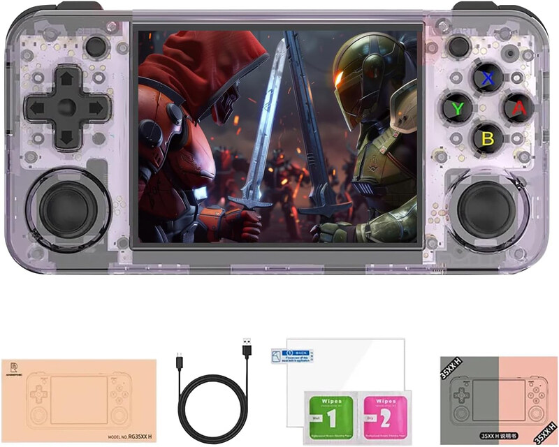 

Anbernic Retro Handheld Gaming Console, 64GB, RG35XX H, Purple