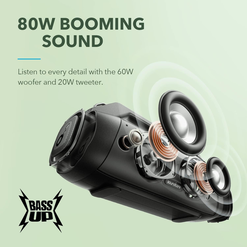 Soundcore Anker Motion Boom Plus IP67 Waterproof and Dustproof Outdoor Speaker with Booming Sound, Black