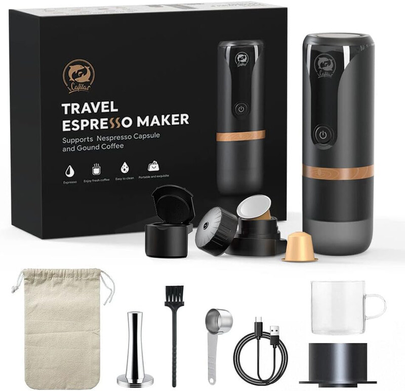 

i Cafilas 120ml Portable Coffee Maker Travel Espresso Machine, 12W, Dark Grey