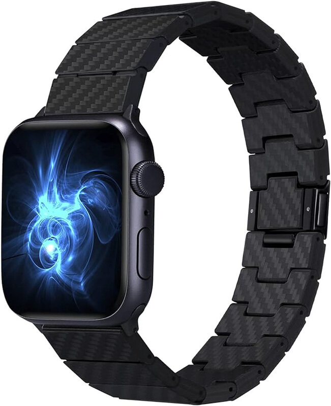 

Pitaka 100% Recycled Lightweight Durable Genuine Fiber Band for Apple Watch 38/42mm Series /7/6/5/4/3/2/1, Carbon Black