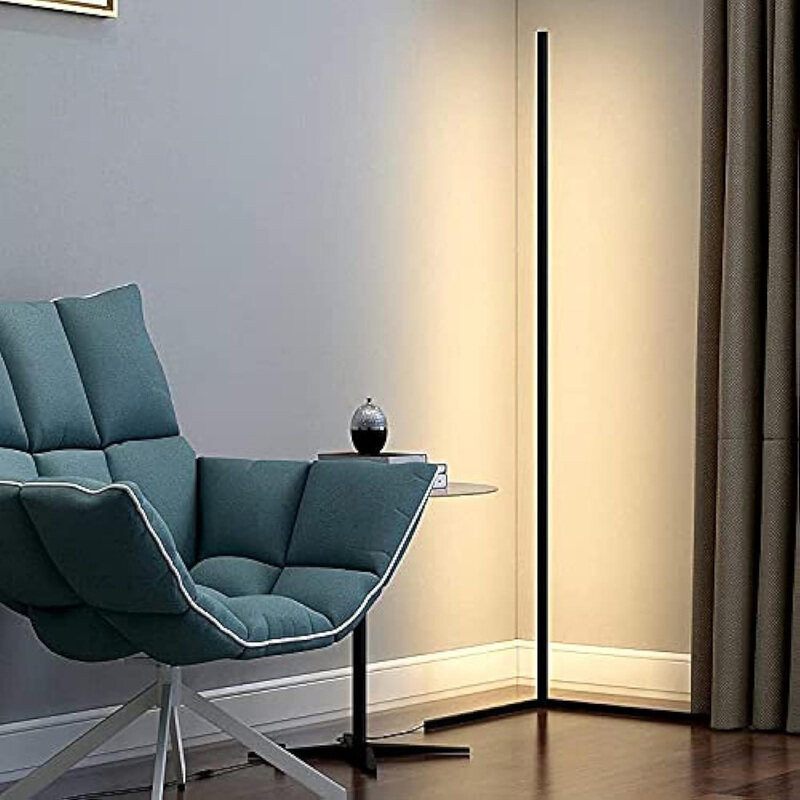 

Tboyuan Corner Floor Lamp with Remote Control, Smart LED, Dimmable Stand & Nordic Minimalist, Black