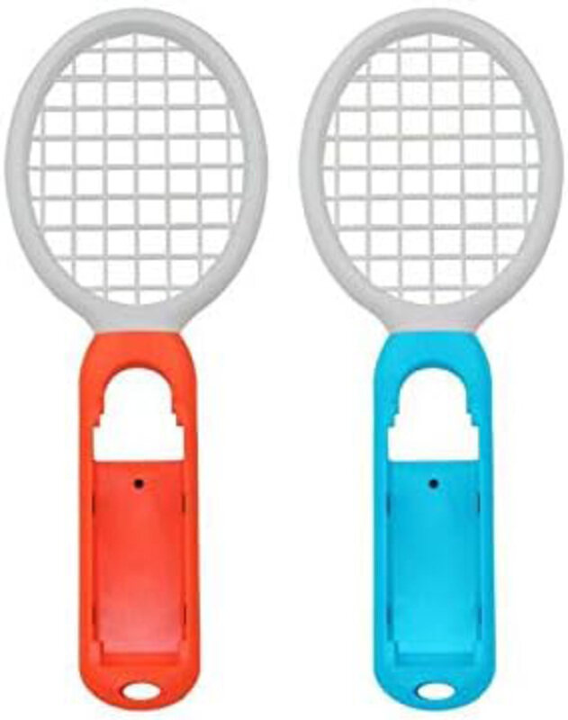 

Tennis Racket Joy-con Grips for Switch Joy-con Fit Somatosensory Games like Mario Tennis Aces for Nintendo Switch, Blue/Red