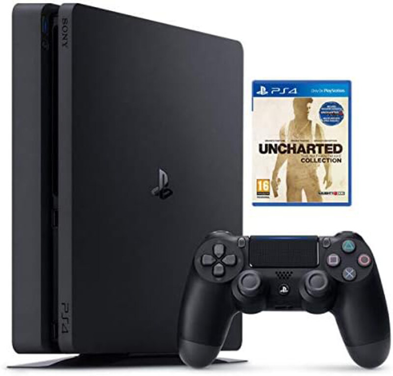 

Sony PlayStation 4 Slim with 1 Game Uncharted the Nathan Drake Collection Console, 500GB, Black