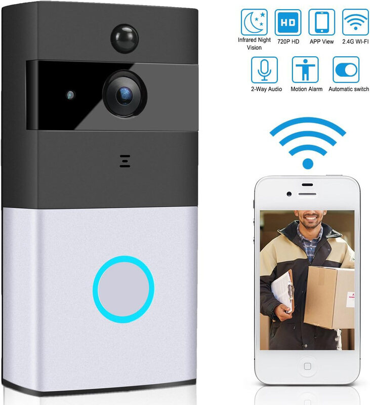 

Generic WiFi Smart Video Doorphone Wireless PIR Night Vision Doorbell, Black