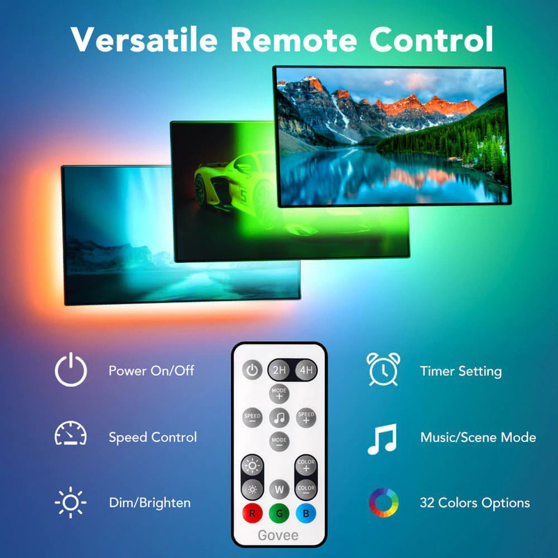 Govee RGB Remote Control LED Strip for TV, 2-Meter, White