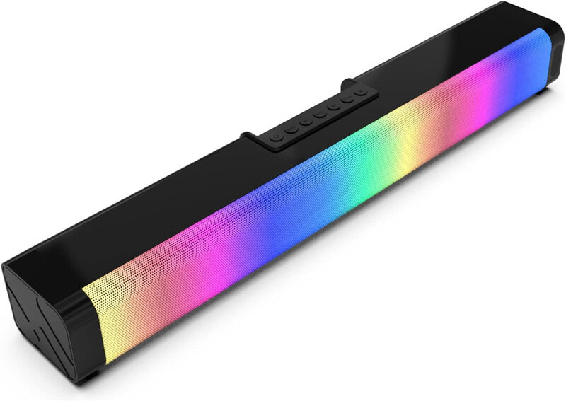 

Pepisky HiFi Soundbar 20W Speaker LED RGB Light Computer Game Subwoofer BT Speaker, Black