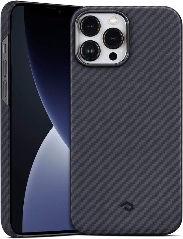 

Pitaka Apple iPhone 13 Pro Magnetic MagEZ Aramid Fibre Slim Fit and Lightweight Mobile Phone Case Cover with 3D Grip Touch, Black/Grey