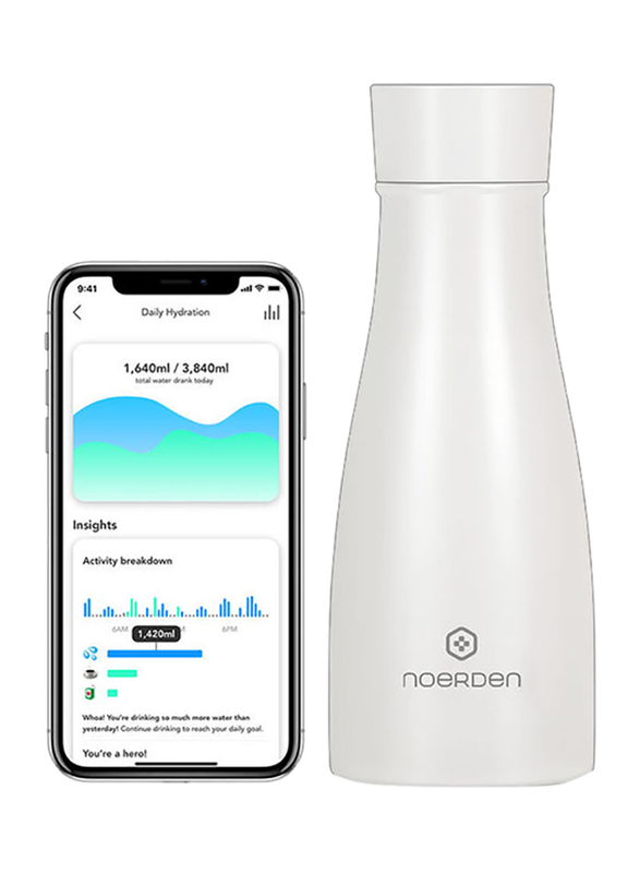 Noerden 350ml Smart Water Bottle, White