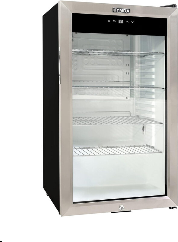 

Ymda Mini Digital Glass Door Fridge with PCB, Black/Grey