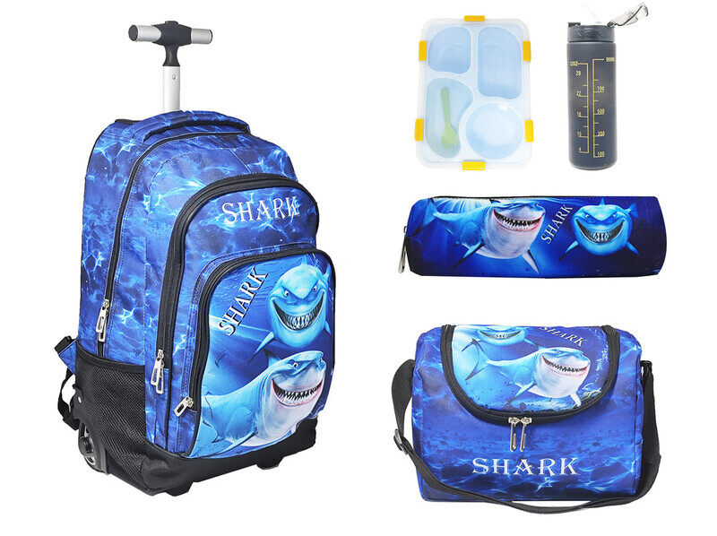 

Shark 2 Wheel Trolley 5pcs set Smiling Shark